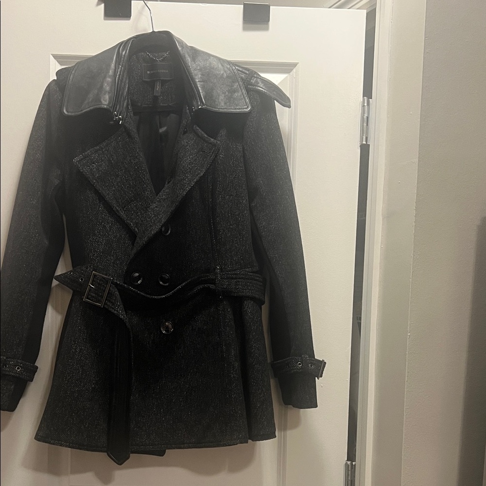 BCBGMaxAzria Black and Gray Textured Coat